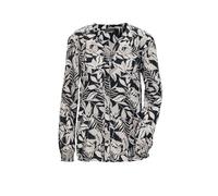 Tunika GOLDNER "Kurzgröße Tunika-Druckbluse", Damen, Gr. 24, schwarz (schwarz, weiß, gemustert), Obermaterial: 100% Viskose CV., figurumspielend, Raffung, Tuniken, mit durchgehender Knopfleiste (20254