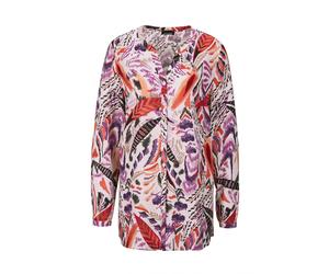 Tunika GOLDNER "Kurzgröße Verlängerte Viskosebluse mit Print", Damen, Gr. 23, bunt (bunt, gemustert), Obermaterial: 100% Viskose CV., normal, normales Bündchen, Tuniken, durchgehende Knopfleiste (6915