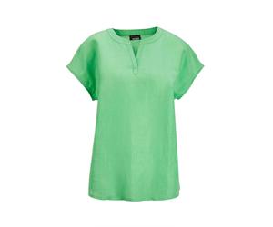 Tunika GOLDNER "Luftige Sommerbluse aus Leinenmix", Damen, Gr. 42, grün (hellgrün), Obermaterial: 55% Leinen LI. 45% Baumwolle CO., Basic, figurumspielend, Gerade, Tuniken, Formblende am Ausschnitt (7