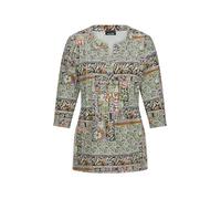 Tunika GOLDNER "Sommertunika mit Biesen", Damen, Gr. 54, grün (grün, gemustert), Obermaterial: 95% Viskose CV. 5% Elasthan EL., figurumspielend, Tuniken, stretchbequemer Viskosejersey (55069258-54) gr