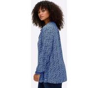 Longbluse SHEEGO, Damen, Gr. 44, jeansblau, gemustert, 100% Viskose, bedruckt, geblümt, gemustert, mehrfarbig, V-Ausschnitt, Blusen Longbluse (48103316-44) jeansblau, gemustert