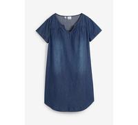 Tunikakleid BONPRIX, Damen, Gr. 36, N-Gr, blau (blau denim used), Denim/Jeans, Obermaterial: 100% Baumwolle, unifarben, A-Linie Po-bedeckend, V-Ausschnitt, angesetztes Bündchen, Kleider Tunikakleid, f