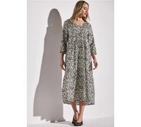 Street One Tunika-Kleid A144445 mit Volants, V‑Ausschnitt, bedruckt – Moonstone Sand 36