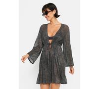 Tunika LSCN BY LASCANA, Damen, Gr. 40/42, silber (anthrazit, silberfarben), Web, Obermaterial: 50% Polyester, 50% metallisierte Fasern, leicht glänzend, leicht transparent, figurumspielend ca. Mitte O