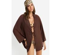 Tunika LSCN BY LASCANA, Damen, Gr. 42, schwarz braun, Web, Obermaterial: 58% Viskose, 28% Baumwolle, 14% Leinen, unifarben, figurumspielend hüftbedeckend, tiefer V-Ausschnitt, Tuniken Tunika (42316416