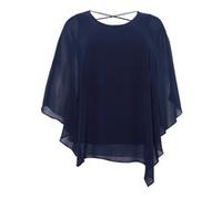 Longbluse SHEEGO, Damen, Gr. 56, blau (marine), 100% Polyester, unifarben, Rundhals, Blusen Longbluse (31704445-56) marine