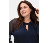 Longbluse SHEEGO, Damen, Gr. 58, blau (marine), 100% Polyester, unifarben, Rundhals, Blusen Longbluse (17728635-58) marine