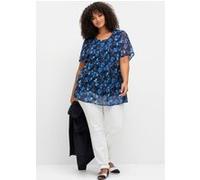 Sheego Tunika aus Chiffon, im Lagenlook 52/54 marine-gemustert