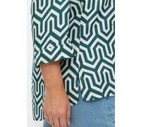 Longbluse SHEEGO, Damen, Gr. 50, blau (petrol, gemustert), 100% Viskose, bedruckt, gemustert, mehrfarbig, V-Ausschnitt, Blusen Longbluse (87300337-50) petrol, gemustert