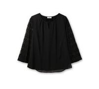 Longbluse SHEEGO, Damen, Gr. 58, schwarz, 100% Polyester, Ärmel:70% Baumwolle, 30% Polyamid, unifarben, Rundhals, Blusen Longbluse (69071756-58) schwarz