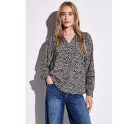 Tunika STREET ONE, Damen, Gr. 36, blau (tiefblau), Web, 100% Viskose, bedruckt, gerade, V-Ausschnitt, eng Bündchen, Tuniken, aus softer Viskose (31198938-36) tiefblau