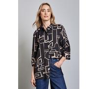 Tunika STREET ONE, Damen, Gr. 38, lila (deep tint blau), Web, 84% Viskose, 16% Polyamid, bedruckt, gerade, eng Bündchen, Tuniken, mit 3/4 Ärmeln (34753517-38) deep tint blau