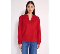 Tunika STREET ONE STUDIO, Damen, Gr. 34, rot (mandarin rot), Web, 100% Baumwolle, unifarben, V-Ausschnitt, mit Knopf Manschette, Tuniken, aus reiner Baumwolle (25061209-34) mandarin rot