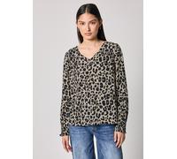 Tunika STREET ONE STUDIO, Damen, Gr. 38, morn beige, Web, 100% Viskose, animal-print, V-Ausschnitt, elastischer Bund, Tuniken (97259028-38) morn beige