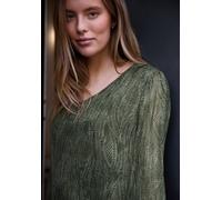 Tunika STREET ONE STUDIO, Damen, Gr. 46, oil grün, Stoff, Obermaterial: 100% Polyester; Futter: 100% Modal, gemustert, normal, V-Ausschnitt, eng Bündchen, Tuniken, mit V-Ausschnitt (16498063-46) oil g