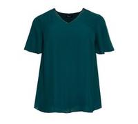 Longbluse SHEEGO, Damen, Gr. 44, grün (tiefgrün), 100% Polyester, unifarben, V-Ausschnitt, Blusen Longbluse (50170822-44) tiefgrün