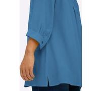 Longbluse SHEEGO, Damen, Gr. 52, blau (topas), 100% Viskose, unifarben, V-Ausschnitt, Blusen Longbluse (49148210-52) topas
