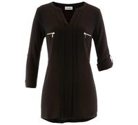 Tunika BONPRIX, Damen, Gr. 42, schwarz, Obermaterial: 100% Viskose, figurumspielend, Tuniken, figurumspielende Passform, mit langem Arm, mit eingelegten Falten (85609449-42) schwarz