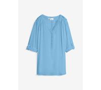 Tunika BONPRIX "Tunikabluse aus softer Viskose", Damen, Gr. 42, blau (hellblau), Obermaterial: 100% Viskose, regular fit, Tuniken, Casual Stil, Regular Fit, mit Rundsaum, mit Knopfleiste (64871365-42)
