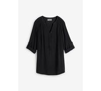 Tunika BONPRIX "Tunikabluse aus softer Viskose", Damen, Gr. 44, schwarz, Obermaterial: 100% Viskose, regular fit, Tuniken, Casual Stil, Regular Fit, mit Rundsaum, mit Knopfleiste (95088241-44) schwarz