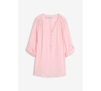 Tunika BONPRIX "Tunikabluse aus softer Viskose", Damen, Gr. 54, rosa (puderrosa), Obermaterial: 100% Viskose, regular fit, Tuniken, Casual Stil, Regular Fit, mit Rundsaum, mit Knopfleiste (43360854-54