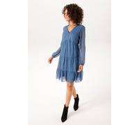 Tunikakleid ANISTON CASUAL, Damen, Gr. 36, N-Gr, blau (blau, bordeaux), Chiffon, Obermaterial: 100% Polyester. Futter: 100% Polyester, bedruckt, gemustert, figurumspielend kniefrei, V-Ausschnitt, elas