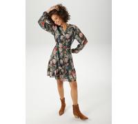 Tunikakleid ANISTON CASUAL, Damen, Gr. 36, N-Gr, blau (dunkelgrün, sand, wollweißdunkelrot, rostorange, rot, blau, hellblau, petrol, grün, senf, hellbraun, rosa), Chiffon, Obermaterial: 100% Polyester