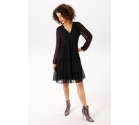 Tunikakleid ANISTON CASUAL, Damen, Gr. 40, N-Gr, schwarz, Chiffon, Obermaterial: 100% Polyester. Futter: 100% Polyester, unifarben, figurumspielend kniefrei, V-Ausschnitt, elastischer Bund mit Gummizu