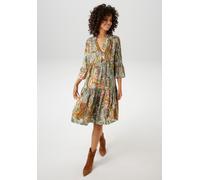 Tunikakleid ANISTON CASUAL, Damen, Gr. 42, N-Gr, bunt (grün, dunkelgrün, weiß, rost, braun, mais, oliv, terrakotta), Web, Obermaterial: 100% Viskose, Paisley, bedruckt, gemustert, lässig geschnitten k