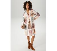 Tunikakleid ANISTON CASUAL, Damen, Gr. 42, N-Gr, schwarz (wollweiß, apricot, schwarz, beere, braun, hellgrau), Web, Obermaterial: 100% Viskose, animal-print, bedruckt, geblümt, lässig geschnitten knie