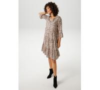 Tunikakleid ANISTON CASUAL, Damen, Gr. 46, N-Gr, braun (hellbeige, schwarz, hellbraun), Web, Obermaterial: 100% Viskose, bedruckt, lässig geschnitten knieumspielend, V-Ausschnitt, Volant, Kleider, mit