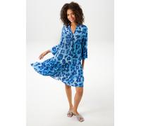 Tunikakleid ANISTON CASUAL, Damen, Gr. 48, N-Gr, blau (türkis, marine, blau), Web, Obermaterial: 100% Viskose, bedruckt, geblümt, lässig geschnitten kniefrei, V-Ausschnitt, Volant, Kleider, mit farben