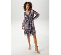 Tunikakleid ANISTON CASUAL, Damen, Gr. 48, N-Gr, lila (flieder, grün, lila, marine, braun), Chiffon, Obermaterial: 100% Polyester. Futter: 100% Polyester, bedruckt, figurumspielend kniefrei, V-Ausschn