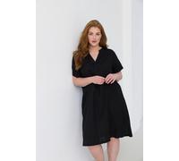 Tunikakleid BASE LEVEL CURVY "Yacinthe", Damen, Gr. 44, N-Gr, schwarz, Web, Obermaterial: 55% Leinen, 45% Viskose, gerade knielang, Serafino, Kleider, Sommerkleid mit Leinen (48576115-44) schwarz