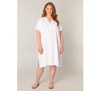 Tunikakleid BASE LEVEL CURVY "Yacinthe", Damen, Gr. 44, N-Gr, weiß (natural weiß), Web, Obermaterial: 55% Leinen, 45% Viskose, gerade knielang, Serafino, Kleider, Sommerkleid mit Leinen (58062445-44)