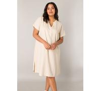 Tunikakleid BASE LEVEL CURVY "Yacinthe", Damen, Gr. 46, N-Gr, Kurzarm, Web, beige, Web, Obermaterial: 55% Leinen, 45% Viskose, unifarben, gerade knielang, Serafino, Kleider, Große Größen (18847067-46)