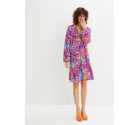 Tunikakleid BONPRIX, Damen, Gr. 44, N-Gr, bunt (dunkelpink bedruckt (länge: regulär)), Web, Obermaterial: 100% Viskose, A-Linie, Kleider, für Frühjahr und Sommer, aus Viskose, in A-Linie, mit langem A
