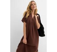 Tunikakleid BONPRIX, Damen, Gr. 46, N-Gr, braun, Obermaterial: 100% Baumwolle, oversize ca. Mitte Wade, Kleider, Oversize-Passform, Kaftan-Schnitt, Kimonoärmel, aus Baumwolle (84776002-46) braun