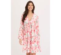 Tunikakleid BONPRIX, Damen, Gr. 48/50 (XL), N-Gr, creme, rosa geblümt, Obermaterial: 98% Polyester, 2% Elasthan, ausgestellt, Kleider, aus Polyester und Elasthan, ausgestelltes Rockteil (58112940-48)