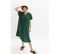 Tunikakleid BONPRIX "Kaftan-Kleid aus leichtem Leinen-Viskose-Mix", Damen, Gr. 46, N-Gr, grün (dunkelgrün), Obermaterial: 55% Leinen, 45% Viskose, bequem, Kleider Tunikakleid, für den Alltag, aus Lein
