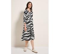 Tunikakleid CECIL, Damen, Gr. S38, US-Größen, grau (volcanic grau), Web, 100% Baumwolle, bedruckt, normal wadenlang, V-Ausschnitt, abgesteppt, Kleider, mit Print (45621219-S) volcanic grau