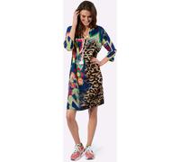 Tunikakleid INSPIRATIONEN "Tunika-Kleid", Damen, Gr. 44, Normalgrößen, grasgrün, royalblau, bedruckt, 100% Viskose, animal-print, geblümt, gemustert, mehrfarbig, kurz, V-Ausschnitt, Kleider (84903710-