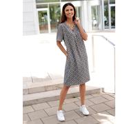 Tunikakleid INSPIRATIONEN "Tunika-Kleid", Damen, Gr. 52, Normalgrößen, blau (dunkeltaupe, marine, bedruckt), 100% Viskose, bedruckt, gemustert, mehrfarbig, kurz, V-Ausschnitt, Kleider (65229555-52) du