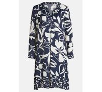 Tunikakleid BETTY BARCLAY "Betty Barclay Tunikakleid langarm", Damen, Gr. 46, Normalgrößen, blau (dunkelblau, weiß), Obermaterial: 100% Viskose. Besatz: 100% Viskose., feminin, figurumspielend kurz, V