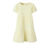 Tunikakleid NAME IT "NMFJASMIN SS DRESS NOOS", Mädchen, Gr. 110, N-Gr, gelb (pear sorbet), Web, Obermaterial: 100% Baumwolle, normal Midi, Rundhals, Kleider, Baumwolle - Musselin, mit Volant (87754969