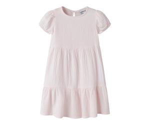 Tunikakleid NAME IT "NMFJASMIN SS DRESS NOOS", Mädchen, Gr. 116, N-Gr, cradle pink, Web, Obermaterial: 100% Baumwolle, normal Midi, Rundhals, Kleider, Baumwolle - Musselin, mit Volant (93108452-116) c