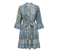 Tunikakleid ONLY "ONLSINA LIFE 3/4 SHORT DRESS NOOS WVN", Damen, Gr. M, N-Gr, cloud dancer aop:sina paisley, Web, Obermaterial: 100% Polyester, bedruckt, regular fit, V-Ausschnitt, Volant, Kleider, mi