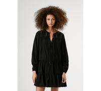 Tunikakleid PEPE JEANS "PAULE DRESS", Damen, Gr. XS, N-Gr, schwarz, Web, Obermaterial: 75% Viskose, 25% Nylon, kontrastfarbene Details, unifarben, mini, Rundhals, weit elastischer Bund, Kleider Tunika