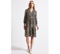 Tunikakleid STREET ONE, Damen, Gr. 34, EURO-Größen, schwarz, Stoff, 100% Viskose, bedruckt, normal kniefrei, Rundhals, Bündchen, Kleider, mit Volant (54114949-34) schwarz