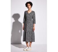 Tunikakleid STREET ONE, Damen, Gr. 36, EURO-Größen, blau (tiefblau), Stoff, 88% Viskose, 12% Polyamid, bedruckt, comfort fit wadenlang, V-Ausschnitt, Bündchen, Kleider, aus Viskose (87994753-36) tiefb